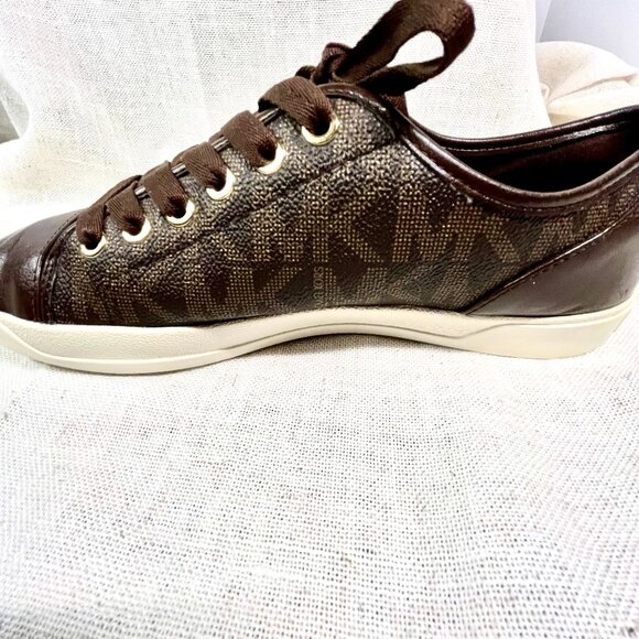 Michael Kors City Sneakers Brown Leather MK Logo Lace-Up Women’s Size 8.5M - Picture 16 of 16